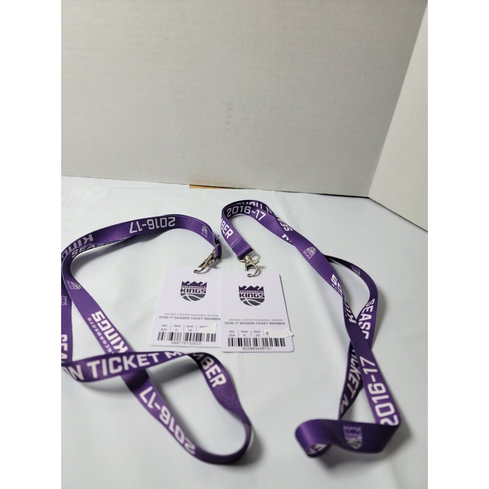 Sacramento Kings 2016-17 Season Ticket Member Lanyards Passes Lot of 2